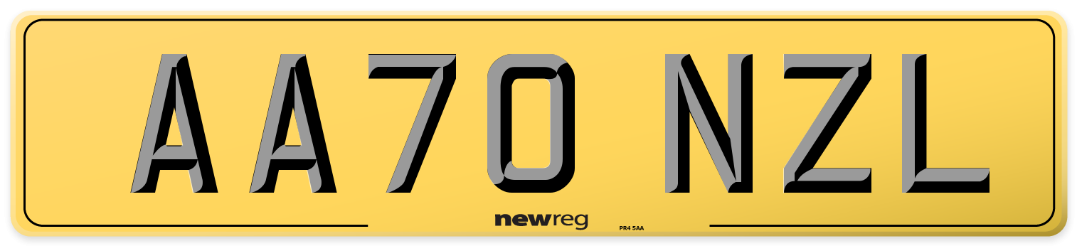 AA70 NZL Rear Number Plate