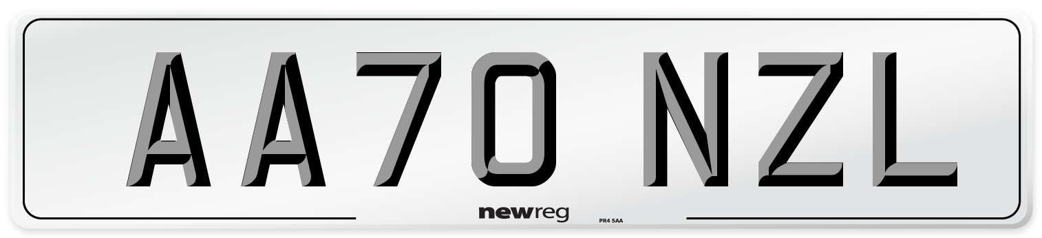 AA70 NZL Front Number Plate