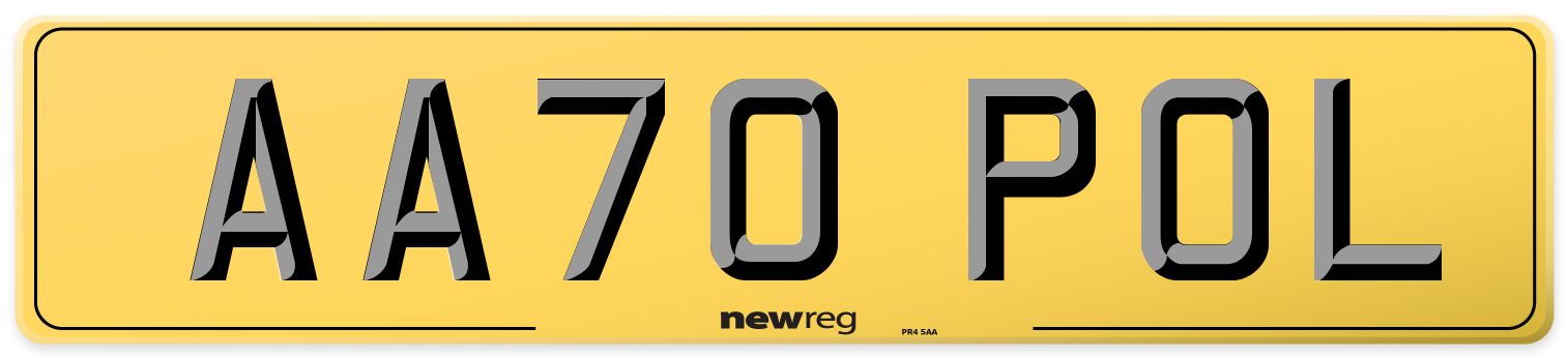 AA70 POL Rear Number Plate