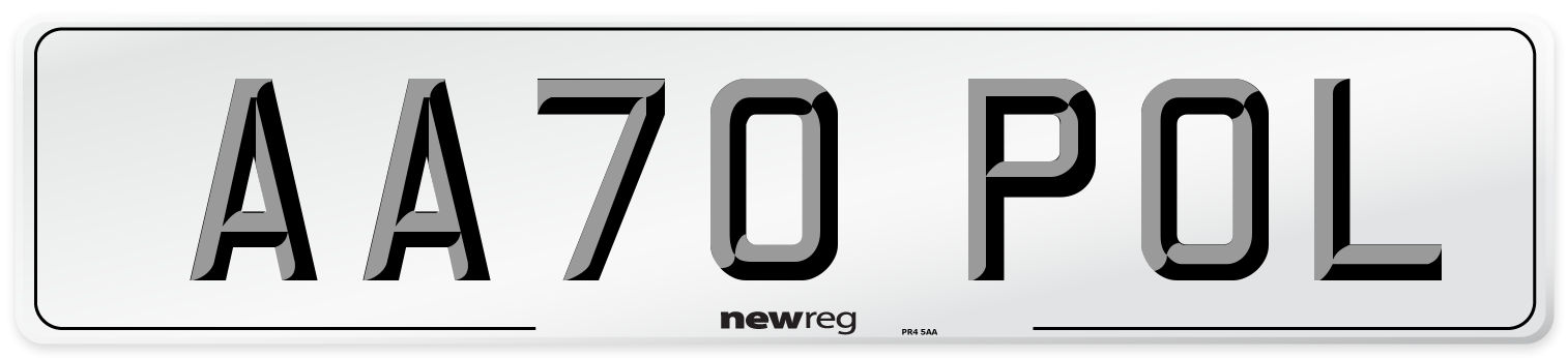 AA70 POL Front Number Plate