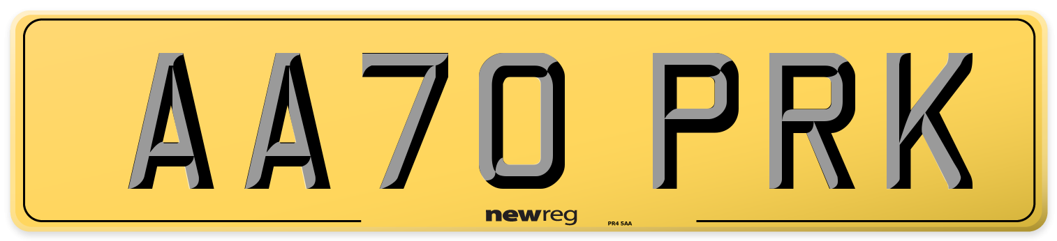 AA70 PRK Rear Number Plate