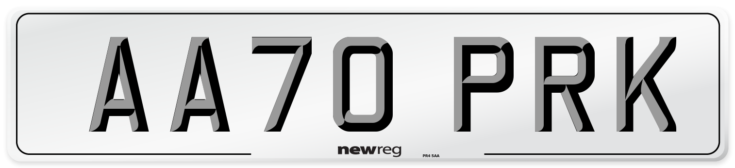 AA70 PRK Front Number Plate