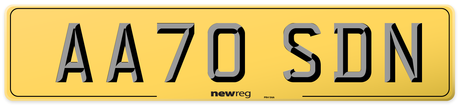 AA70 SDN Rear Number Plate