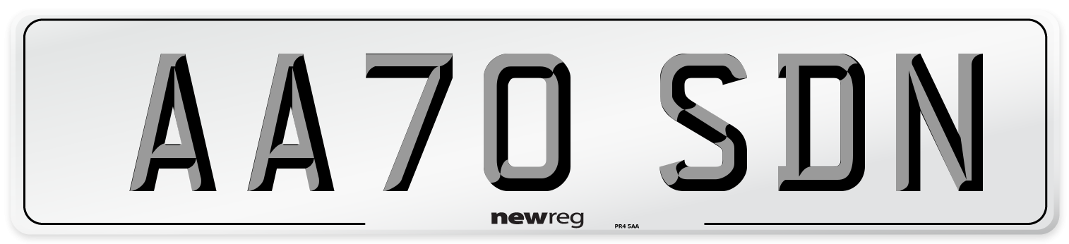 AA70 SDN Front Number Plate