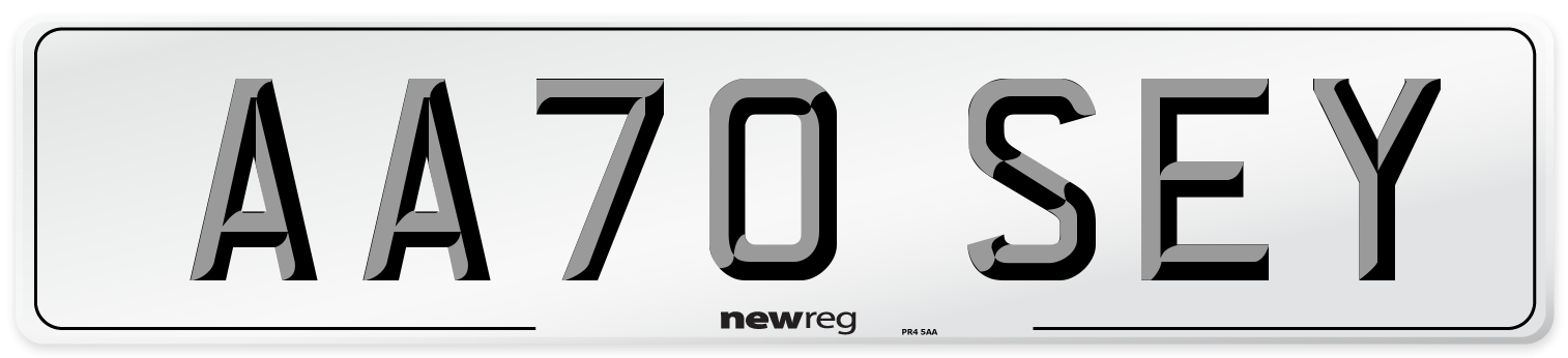 AA70 SEY Front Number Plate