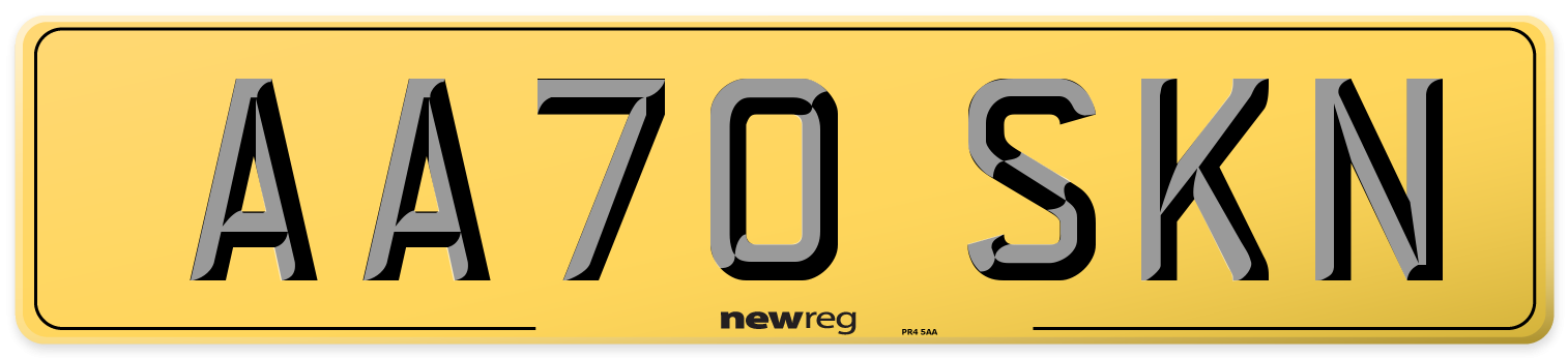 AA70 SKN Rear Number Plate