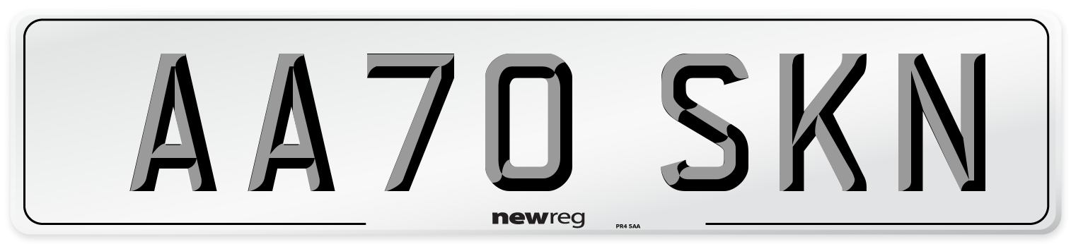AA70 SKN Front Number Plate