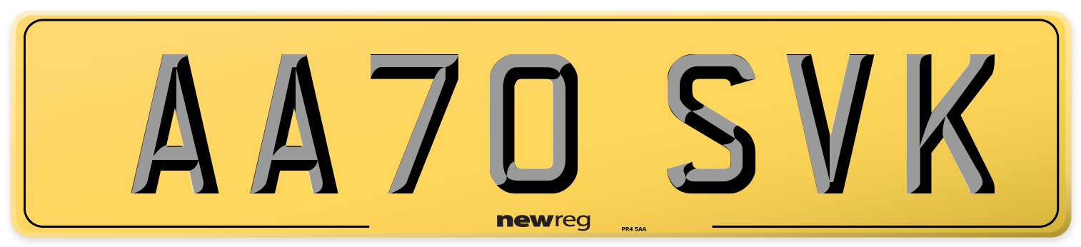 AA70 SVK Rear Number Plate