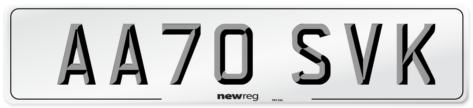 AA70 SVK Front Number Plate