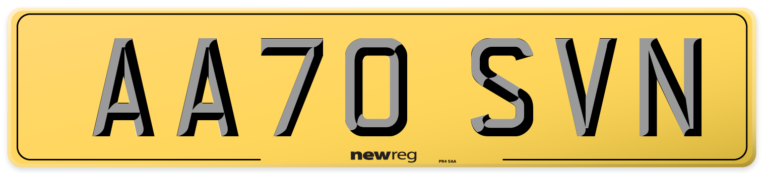 AA70 SVN Rear Number Plate