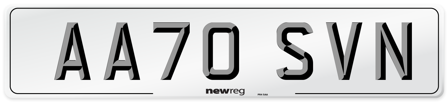 AA70 SVN Front Number Plate