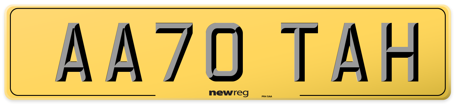 AA70 TAH Rear Number Plate