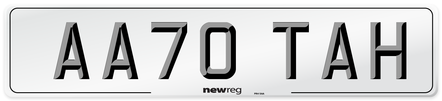 AA70 TAH Front Number Plate