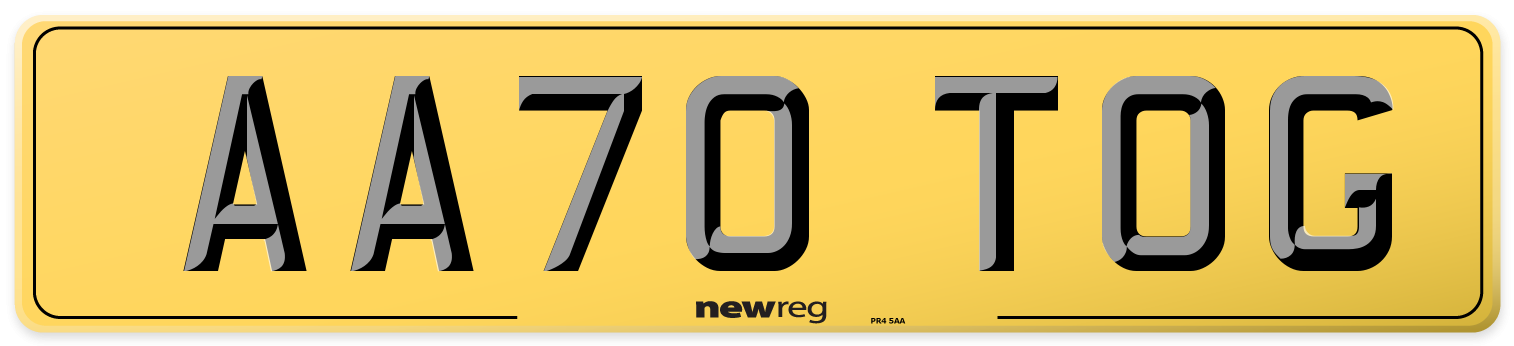 AA70 TOG Rear Number Plate