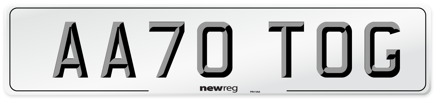 AA70 TOG Front Number Plate