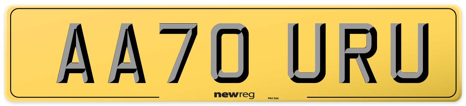 AA70 URU Rear Number Plate