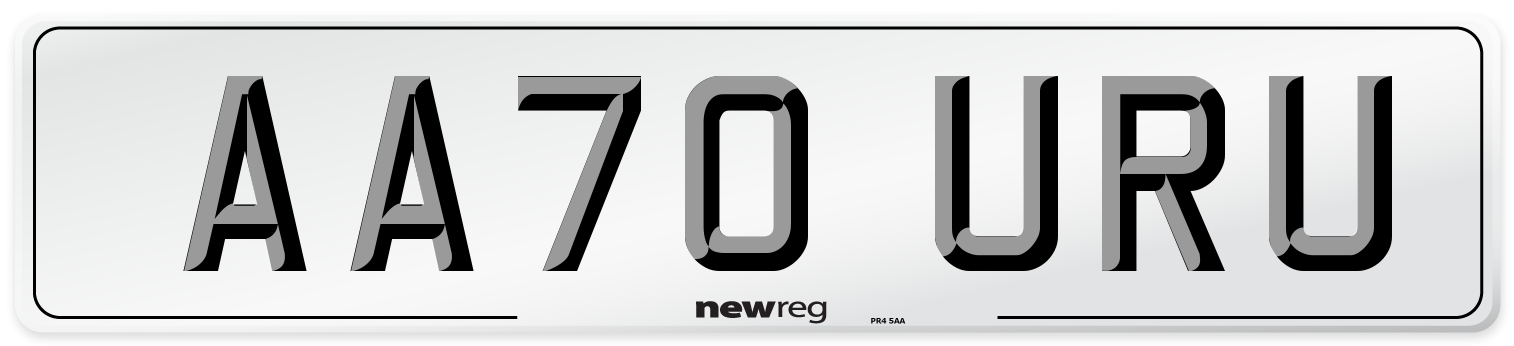 AA70 URU Front Number Plate