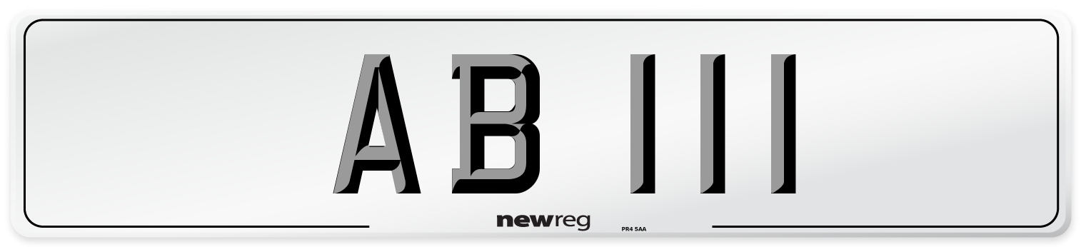 AB 111 Front Number Plate