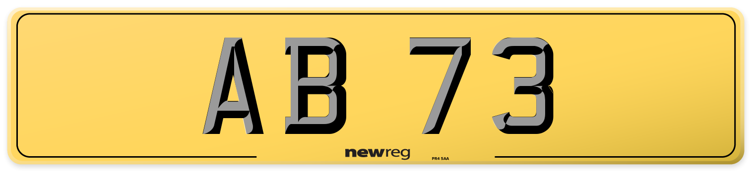 AB 73 Rear Number Plate