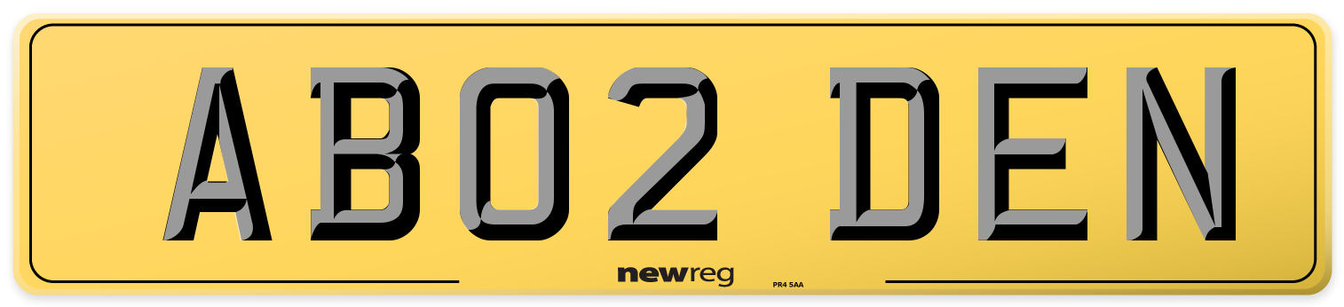 AB02 DEN Rear Number Plate