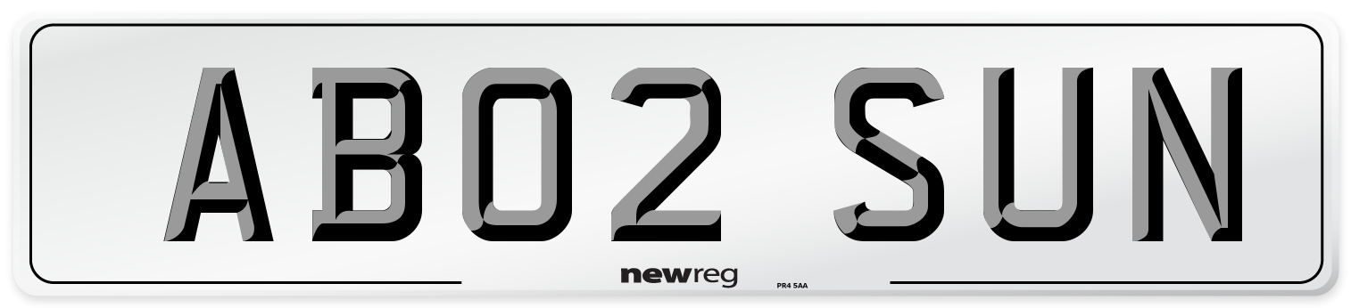 AB02 SUN Front Number Plate