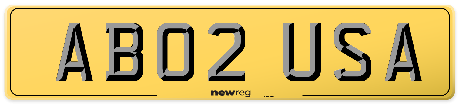 AB02 USA Rear Number Plate