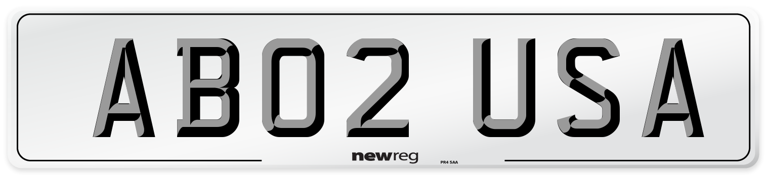 AB02 USA Front Number Plate
