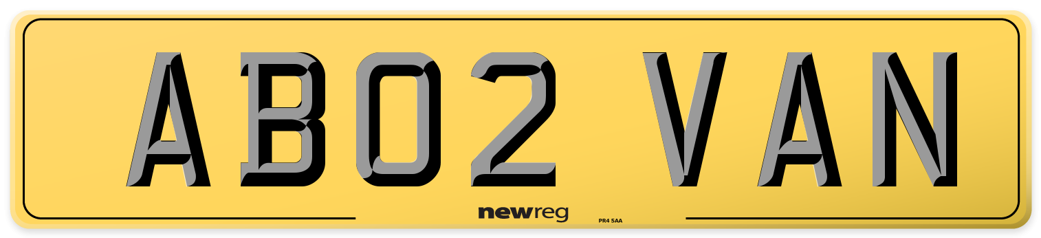 AB02 VAN Rear Number Plate