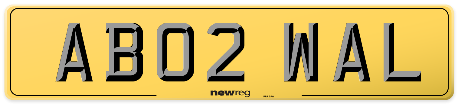 AB02 WAL Rear Number Plate