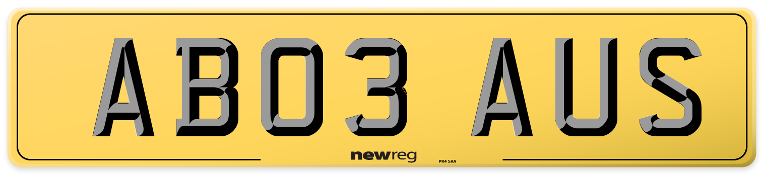 AB03 AUS Rear Number Plate