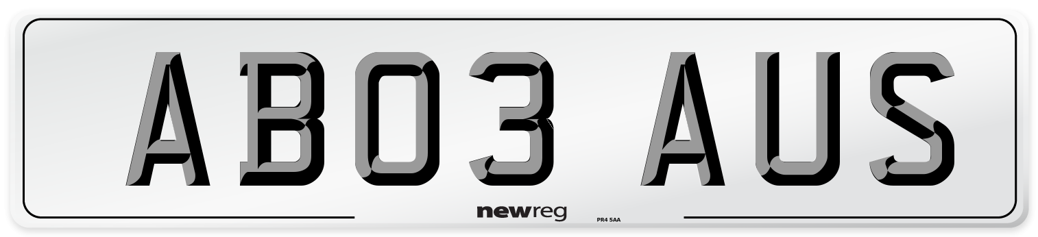AB03 AUS Front Number Plate