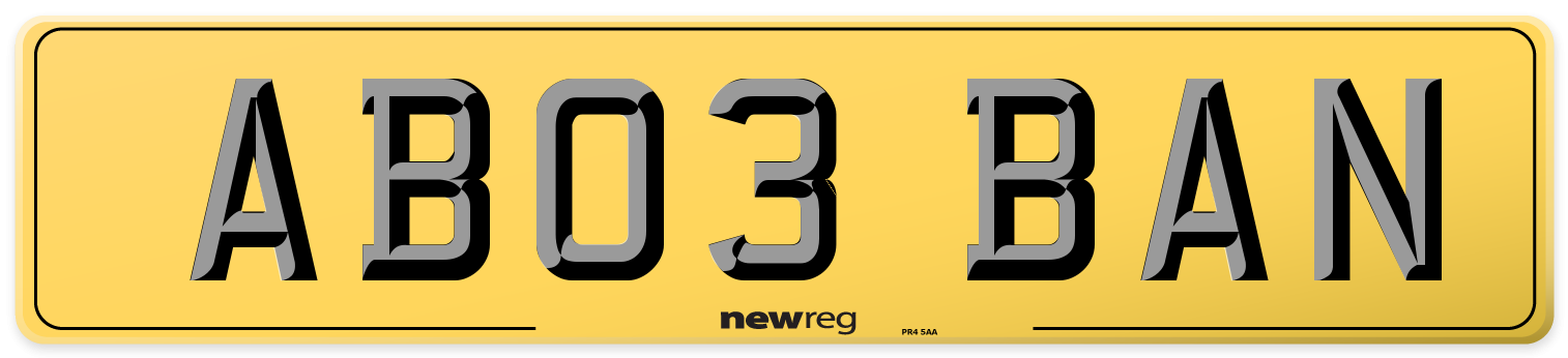 AB03 BAN Rear Number Plate