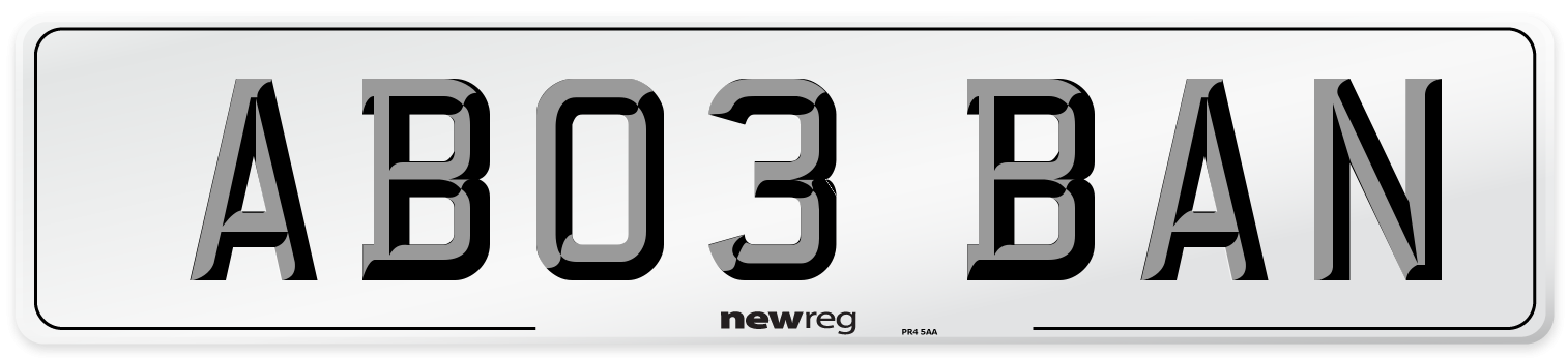 AB03 BAN Front Number Plate