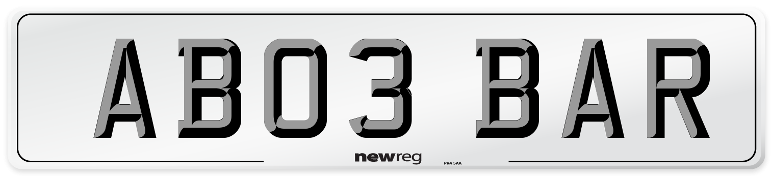 AB03 BAR Front Number Plate