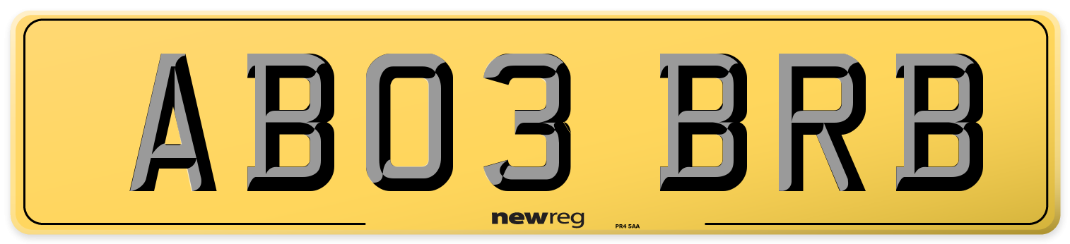 AB03 BRB Rear Number Plate