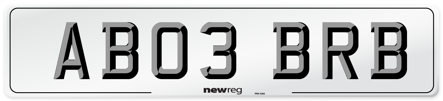 AB03 BRB Front Number Plate
