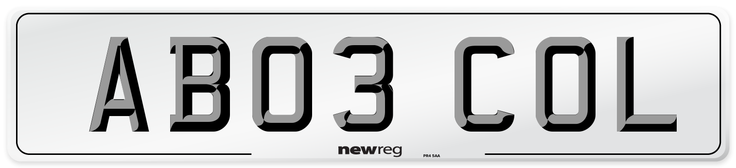 AB03 COL Front Number Plate
