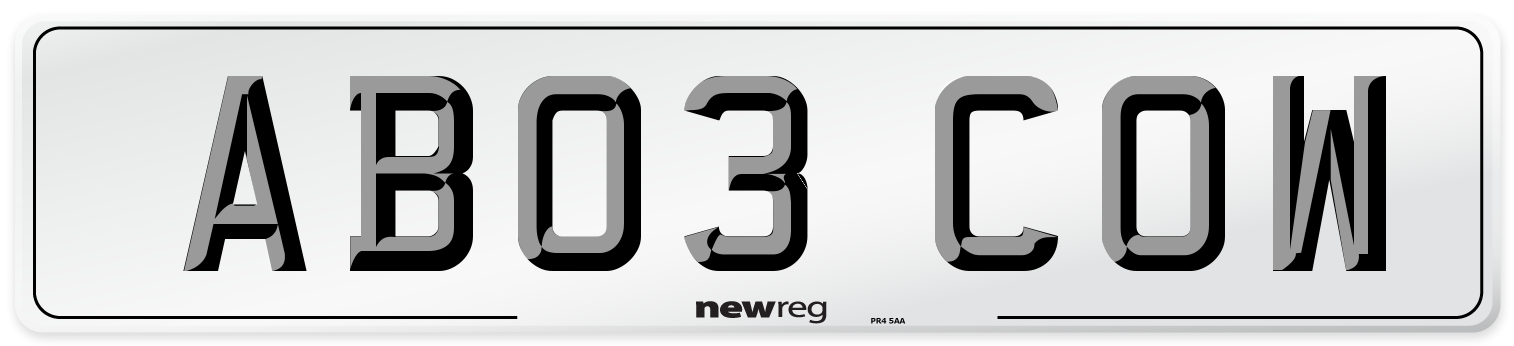 AB03 COW Front Number Plate