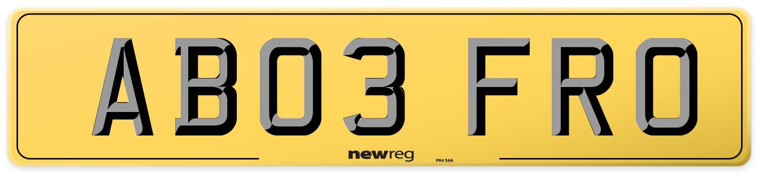 AB03 FRO Rear Number Plate
