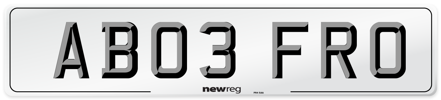 AB03 FRO Front Number Plate