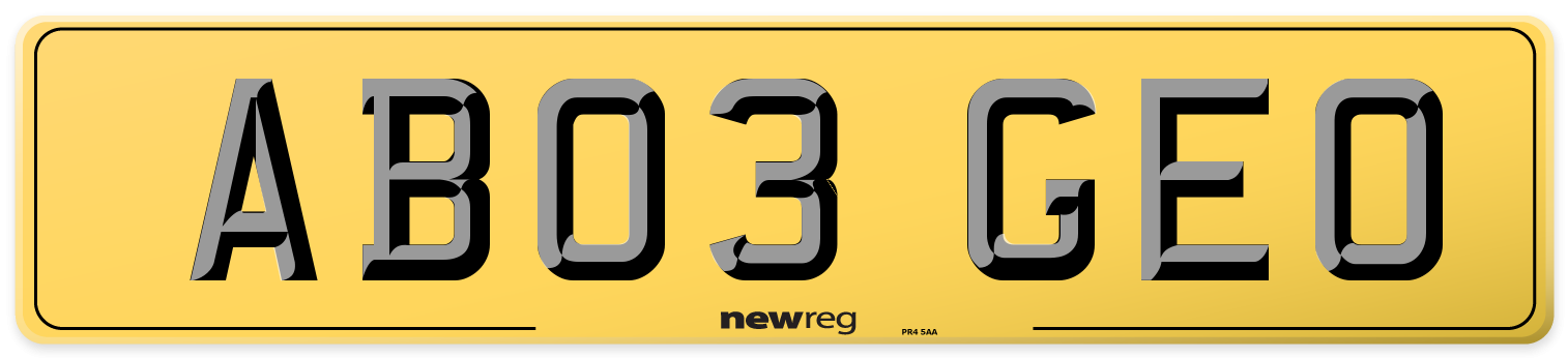 AB03 GEO Rear Number Plate