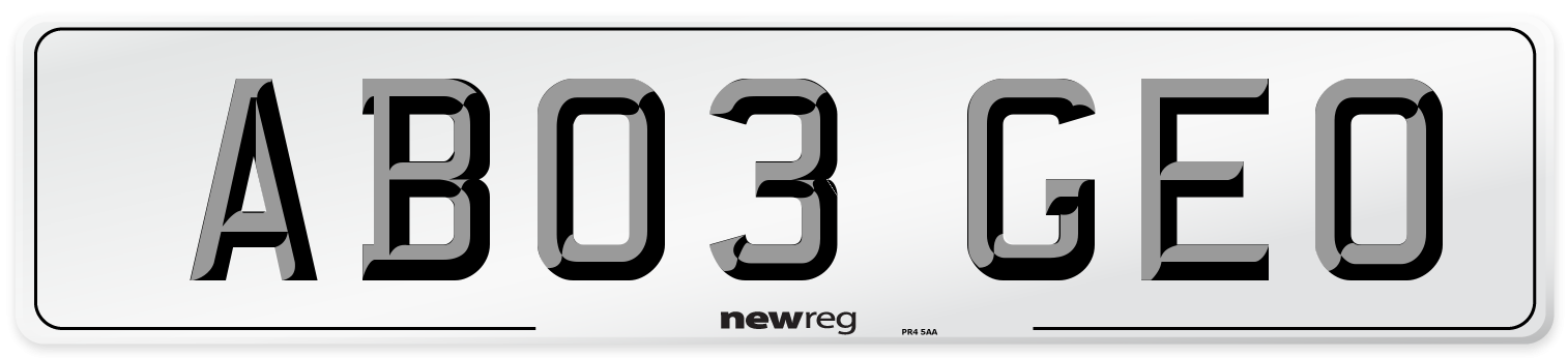 AB03 GEO Front Number Plate