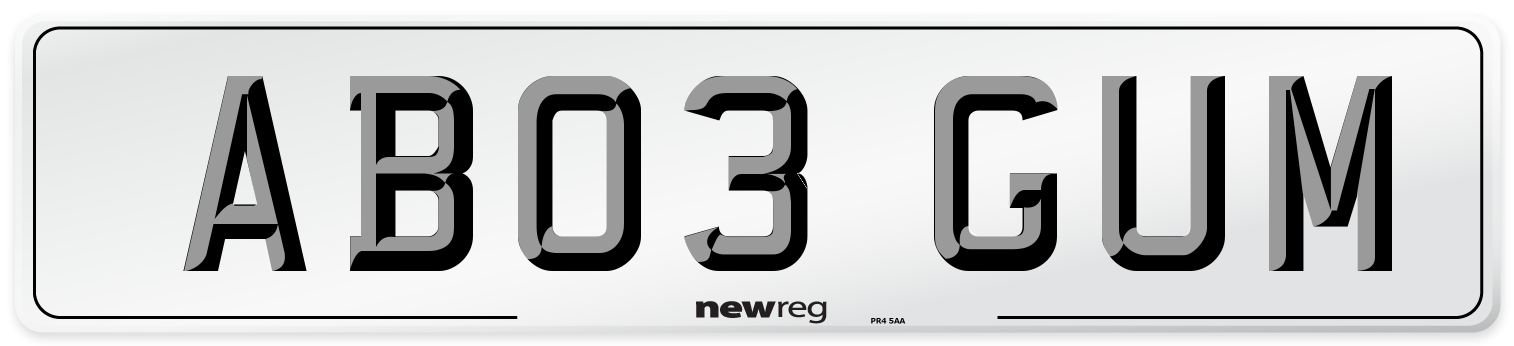 AB03 GUM Front Number Plate