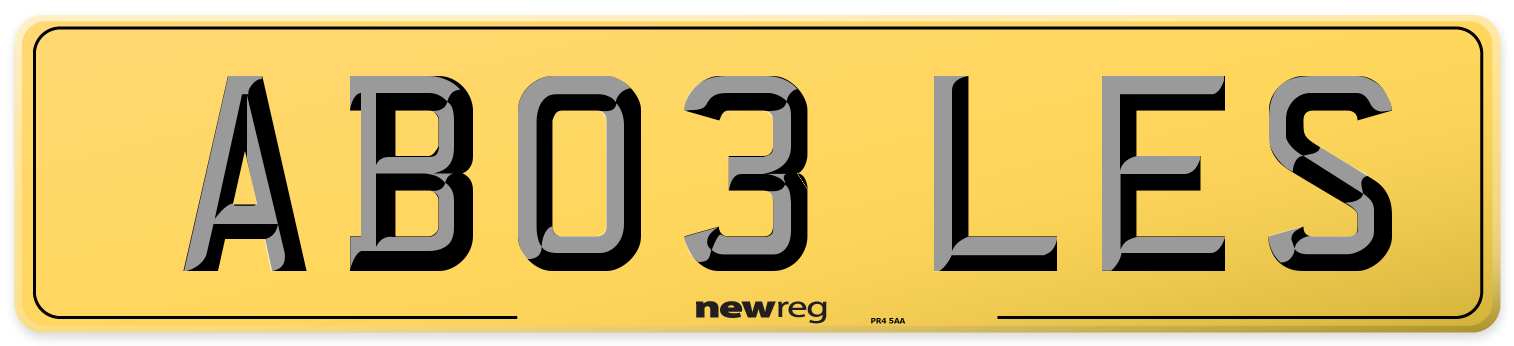 AB03 LES Rear Number Plate