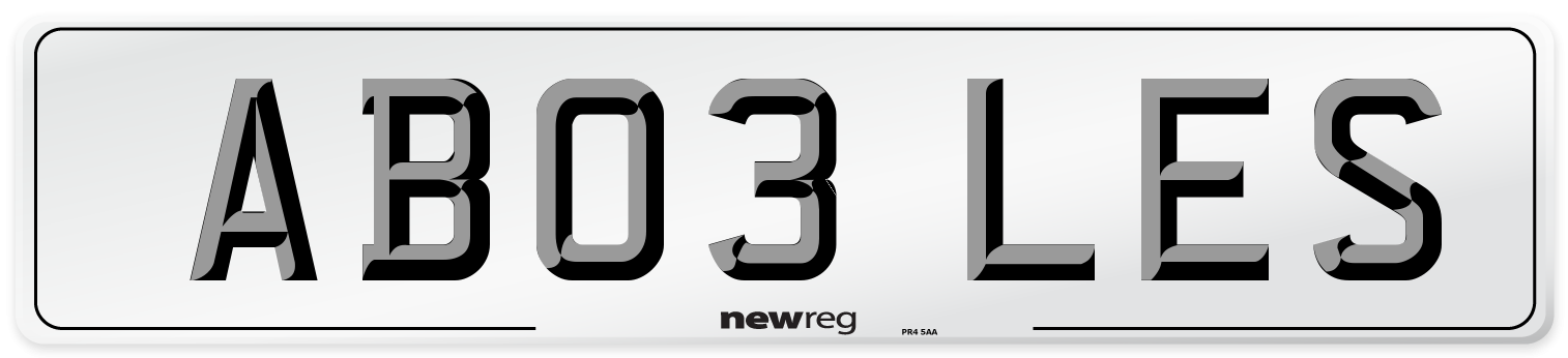 AB03 LES Front Number Plate