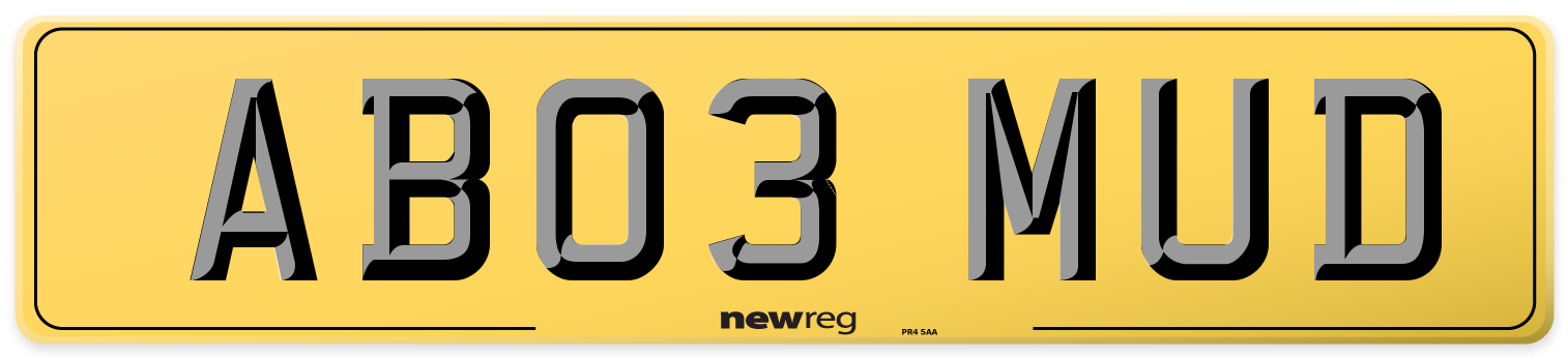 AB03 MUD Rear Number Plate