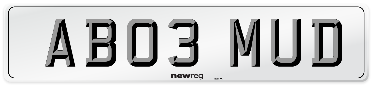 AB03 MUD Front Number Plate