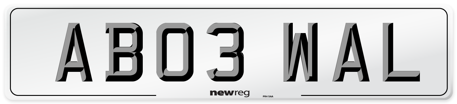 AB03 WAL Front Number Plate