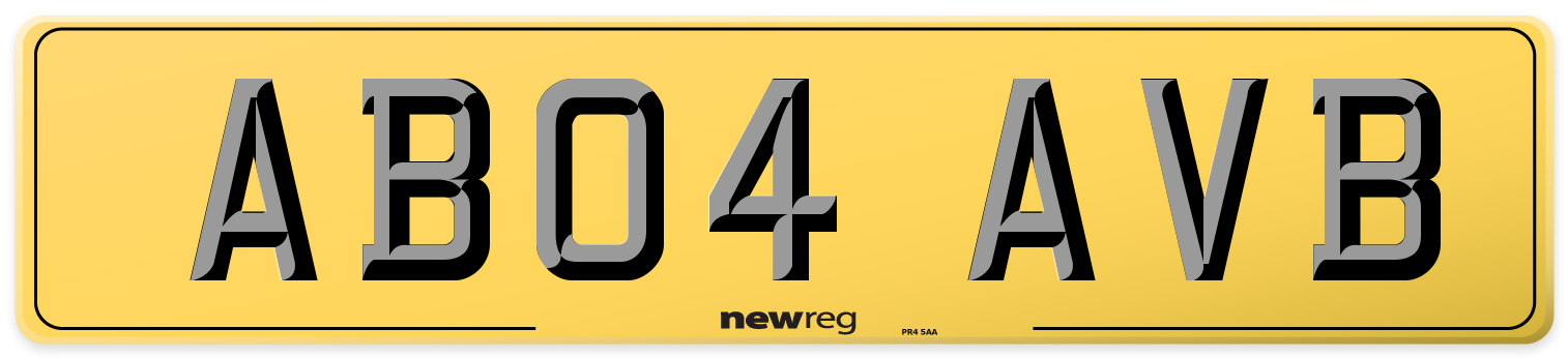 AB04 AVB Rear Number Plate