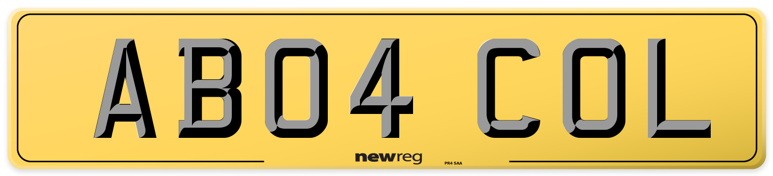 AB04 COL Rear Number Plate